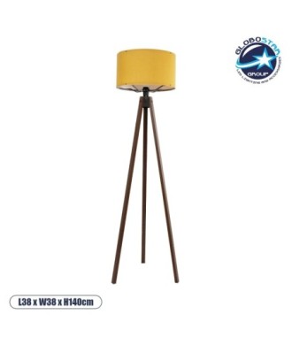 GLOBOSTAR® SAGA 204-0033 Μοντέρνο Επιδαπέδιο Φωτιστικό με Ντουί 1 x E27 AC 220-240V IP20 - Καφέ & Κίτρινο - Μ38 x Π38 x Υ140cm